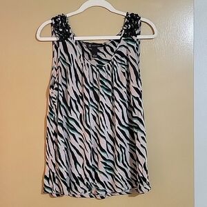 INC Flowy Tank with Sequin Straps Women's Size L